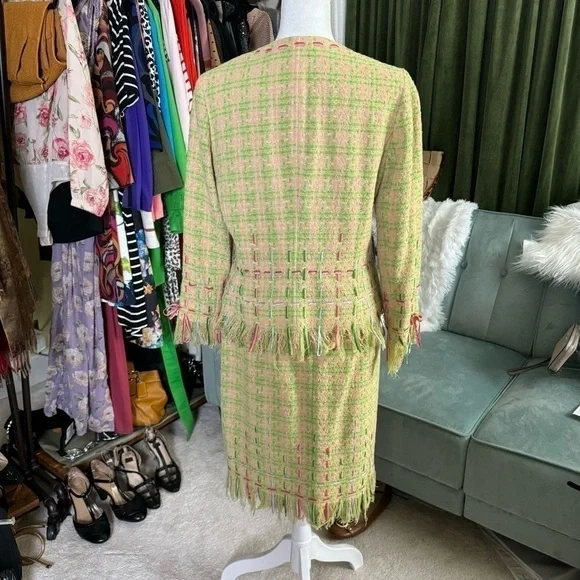 Teri Jon Pink and Green Pastel Vintage tweed suit 💐🐇 Easter - Picture 4 of 5